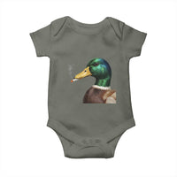 Smoking Mallard Meme Graphic Baby Onesie Chaotic Funny Wild Duck Attitude Viral Internet Humor