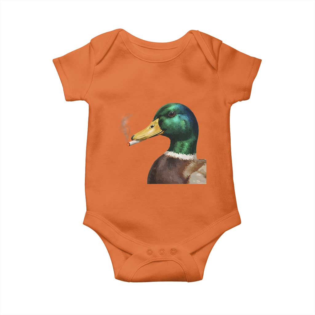 Smoking Mallard Meme Graphic Baby Onesie Chaotic Funny Wild Duck Attitude Viral Internet Humor