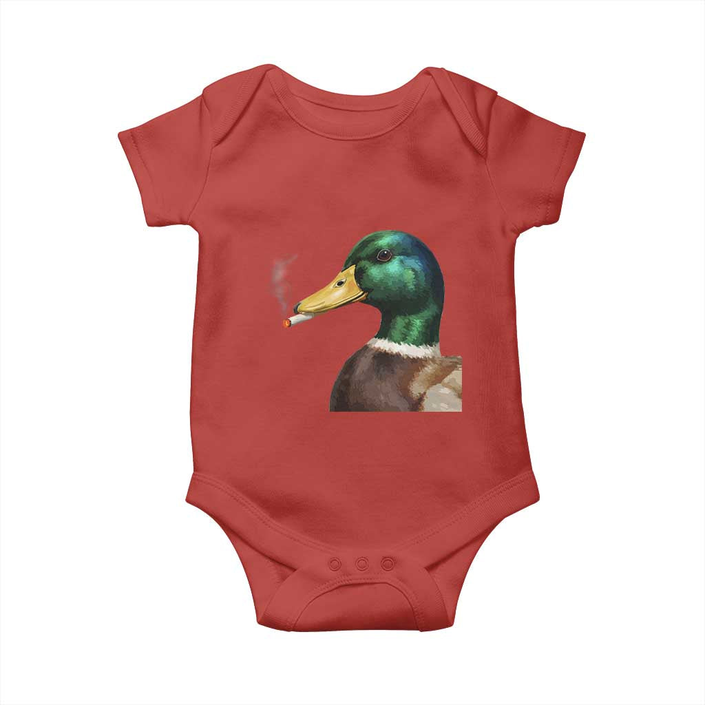 Smoking Mallard Meme Graphic Baby Onesie Chaotic Funny Wild Duck Attitude Viral Internet Humor