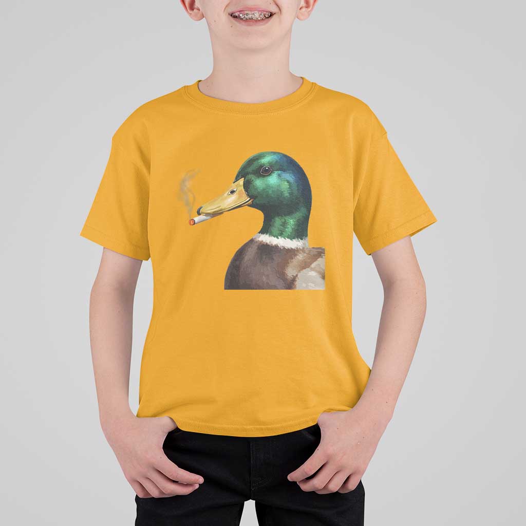 Smoking Mallard Meme Graphic T Shirt For Kid Chaotic Funny Wild Duck Attitude Viral Internet Humor