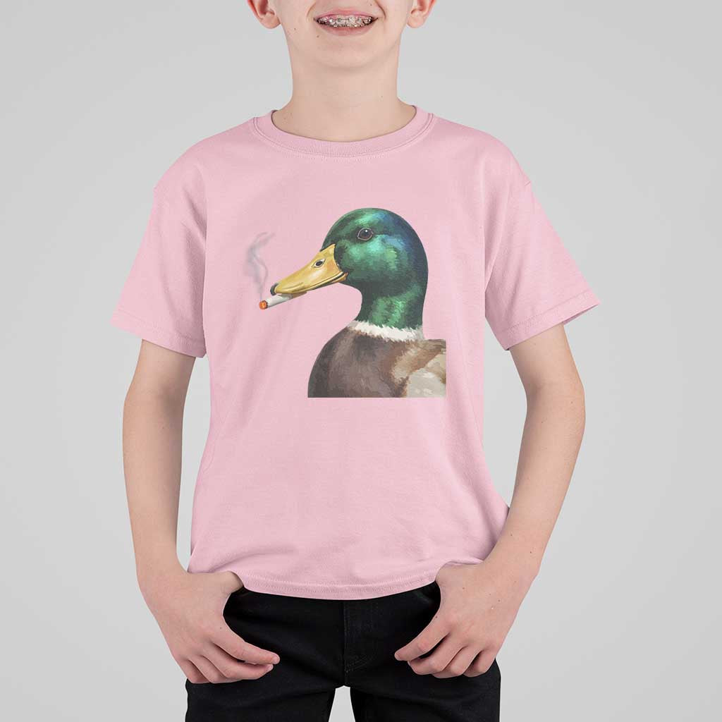 Smoking Mallard Meme Graphic T Shirt For Kid Chaotic Funny Wild Duck Attitude Viral Internet Humor
