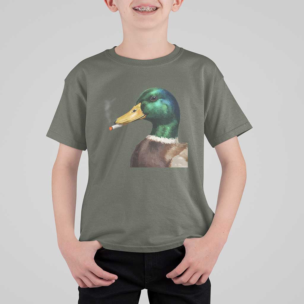 Smoking Mallard Meme Graphic T Shirt For Kid Chaotic Funny Wild Duck Attitude Viral Internet Humor