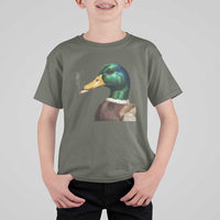 Smoking Mallard Meme Graphic T Shirt For Kid Chaotic Funny Wild Duck Attitude Viral Internet Humor