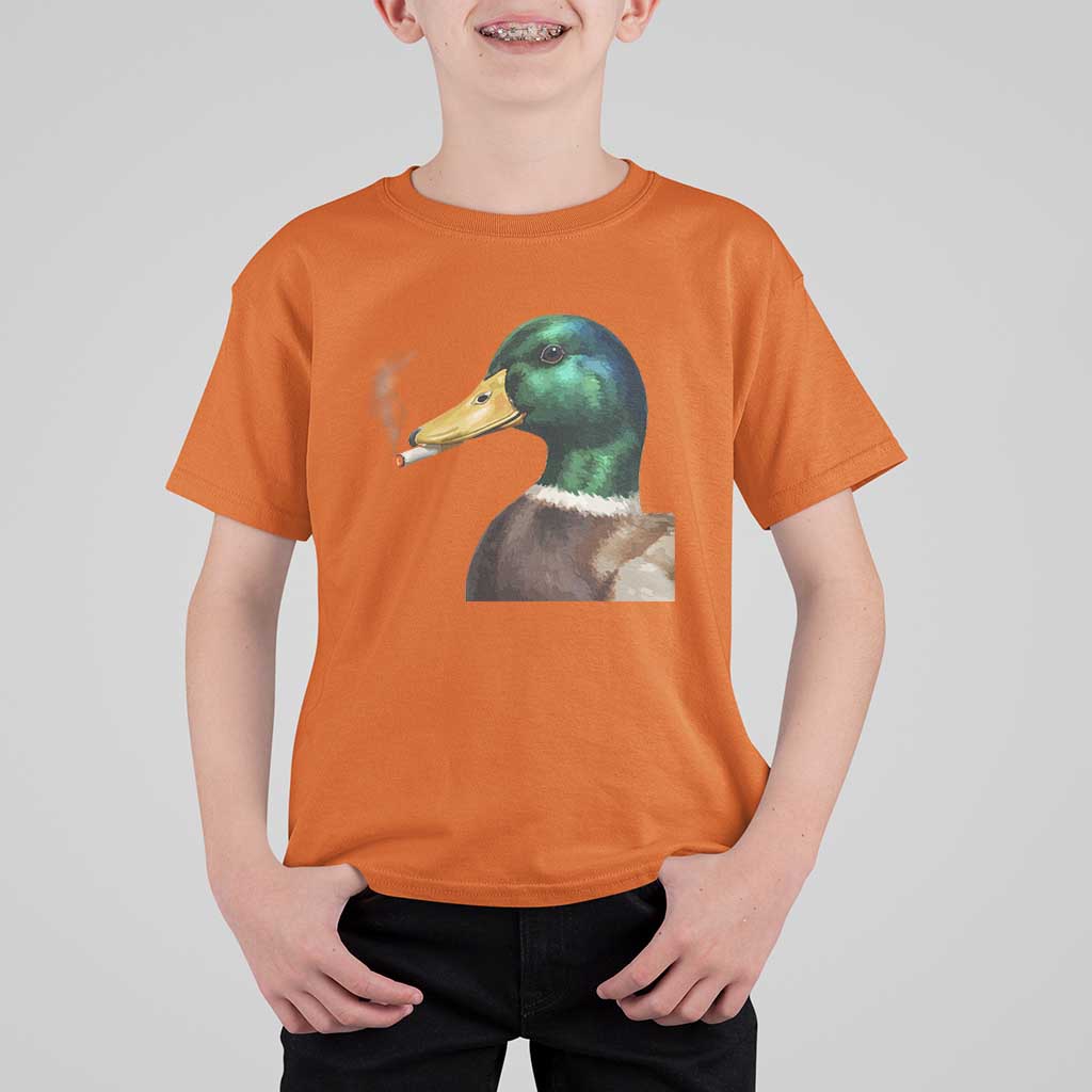 Smoking Mallard Meme Graphic T Shirt For Kid Chaotic Funny Wild Duck Attitude Viral Internet Humor