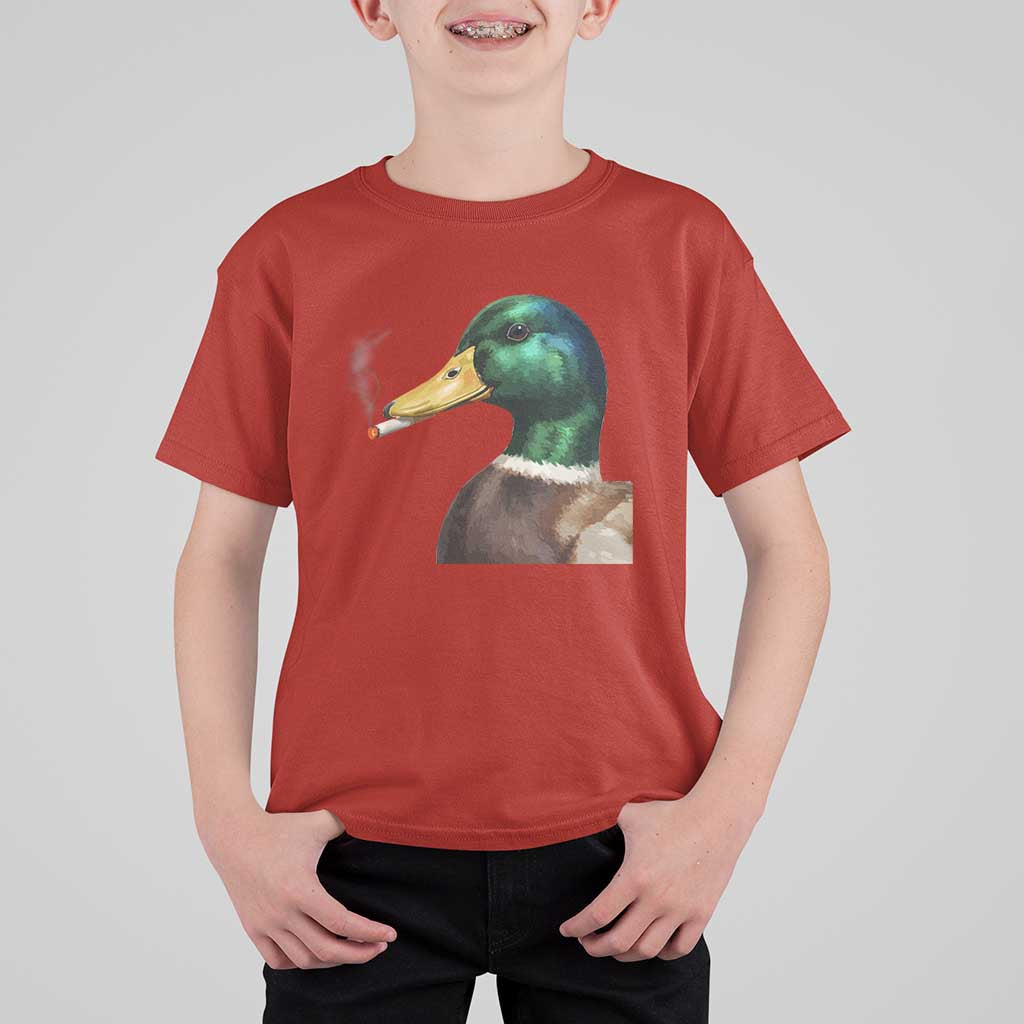 Smoking Mallard Meme Graphic T Shirt For Kid Chaotic Funny Wild Duck Attitude Viral Internet Humor