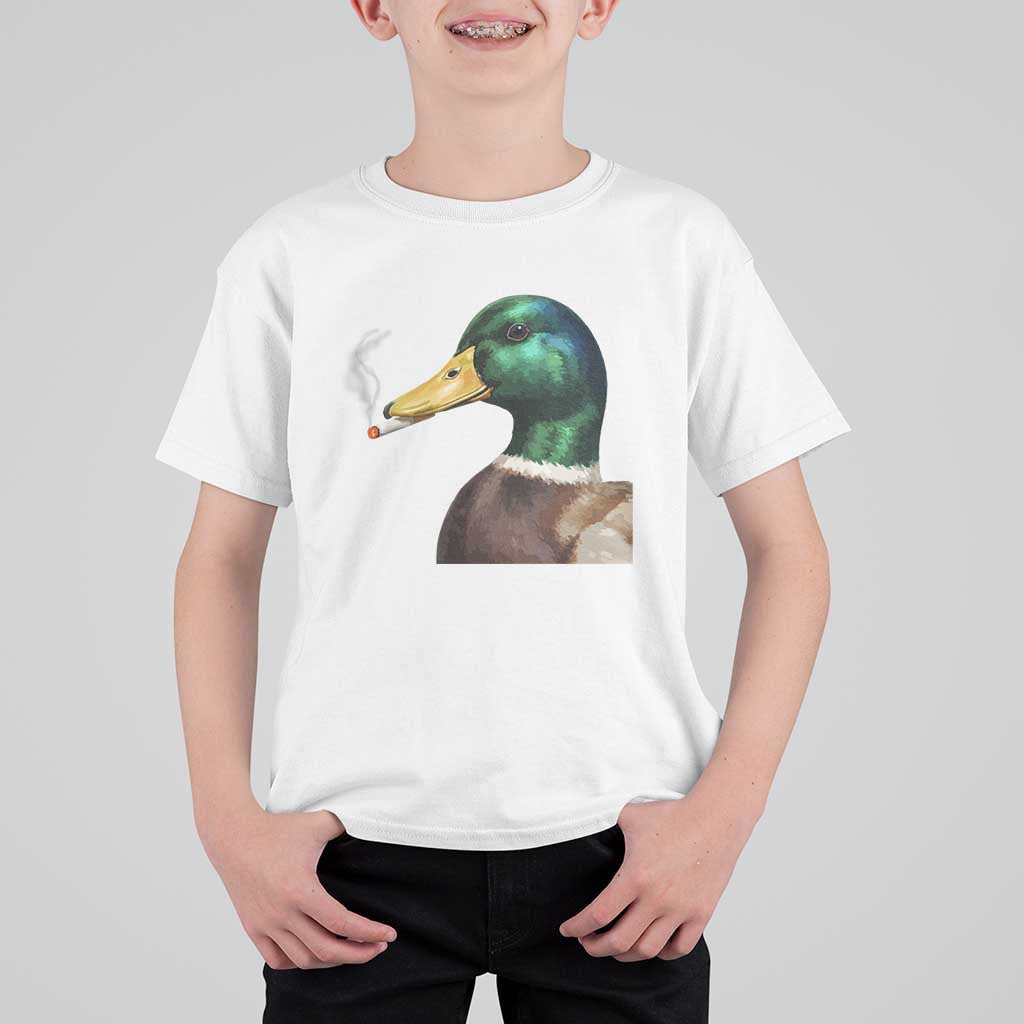 Smoking Mallard Meme Graphic T Shirt For Kid Chaotic Funny Wild Duck Attitude Viral Internet Humor