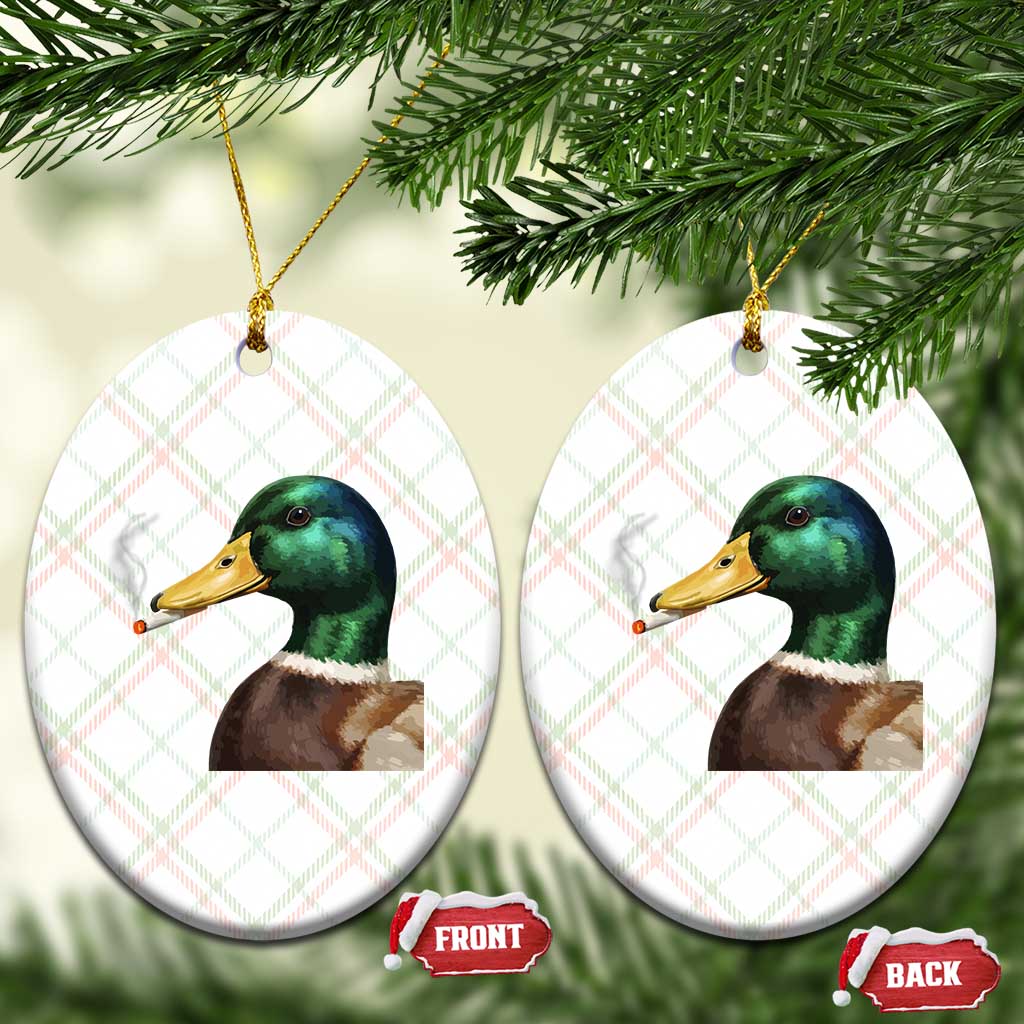 Smoking Mallard Meme Graphic Ceramic Ornament Chaotic Funny Wild Duck Attitude Viral Internet Humor