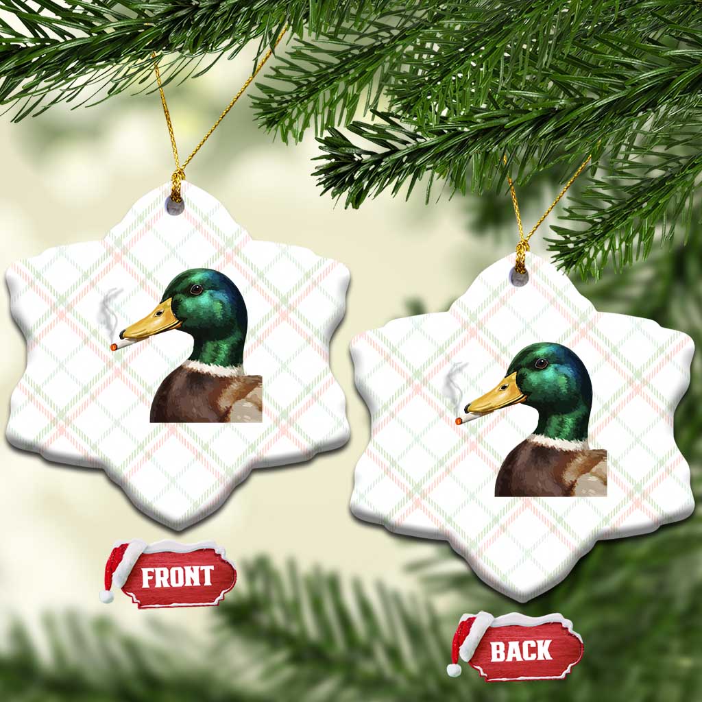 Smoking Mallard Meme Graphic Ceramic Ornament Chaotic Funny Wild Duck Attitude Viral Internet Humor