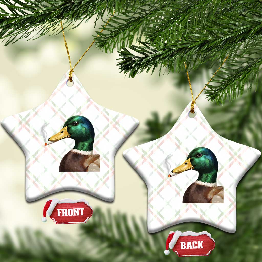 Smoking Mallard Meme Graphic Ceramic Ornament Chaotic Funny Wild Duck Attitude Viral Internet Humor
