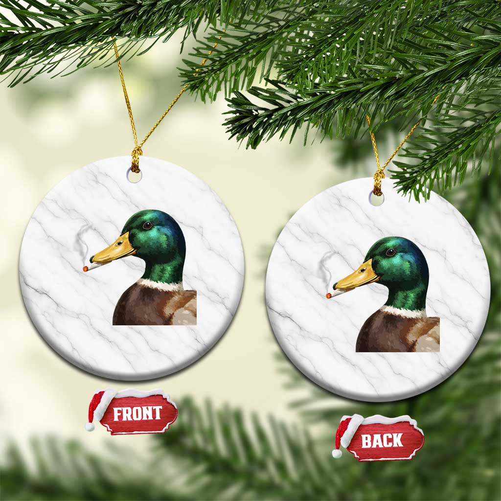 Smoking Mallard Meme Graphic Ceramic Ornament Chaotic Funny Wild Duck Attitude Viral Internet Humor