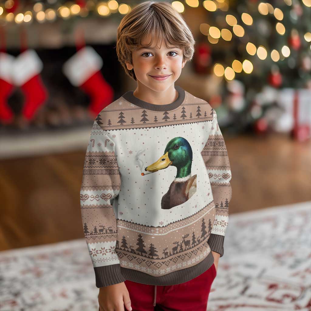Smoking Mallard Meme Graphic Ugly Christmas Sweater Chaotic Funny Wild Duck Attitude Viral Internet Humor
