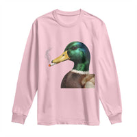 Smoking Mallard Meme Graphic Long Sleeve Shirt Chaotic Funny Wild Duck Attitude Viral Internet Humor