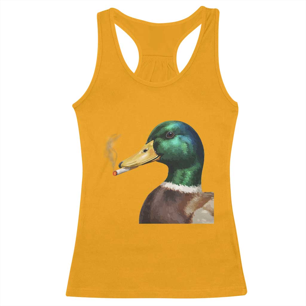 Smoking Mallard Meme Graphic Racerback Tank Top Chaotic Funny Wild Duck Attitude Viral Internet Humor