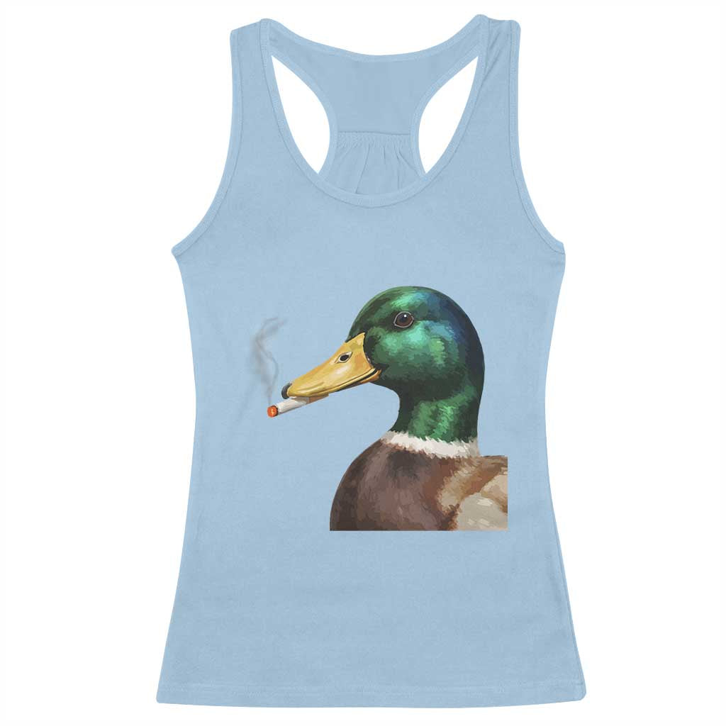 Smoking Mallard Meme Graphic Racerback Tank Top Chaotic Funny Wild Duck Attitude Viral Internet Humor