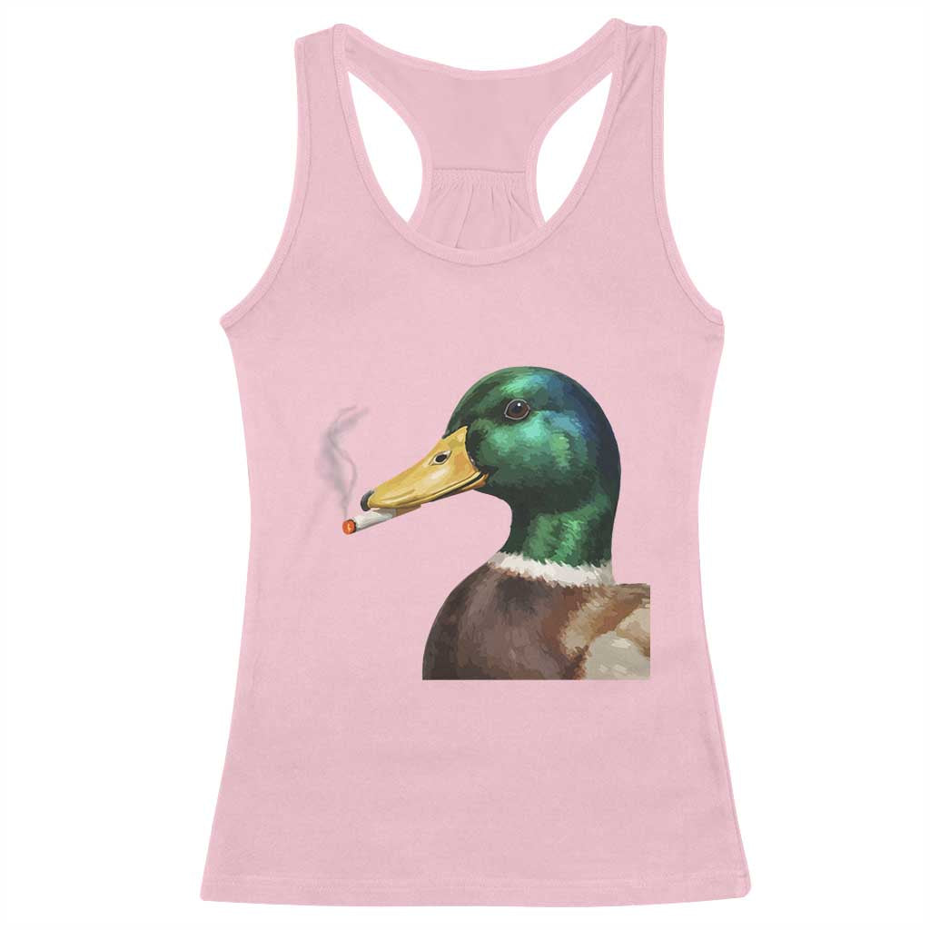 Smoking Mallard Meme Graphic Racerback Tank Top Chaotic Funny Wild Duck Attitude Viral Internet Humor