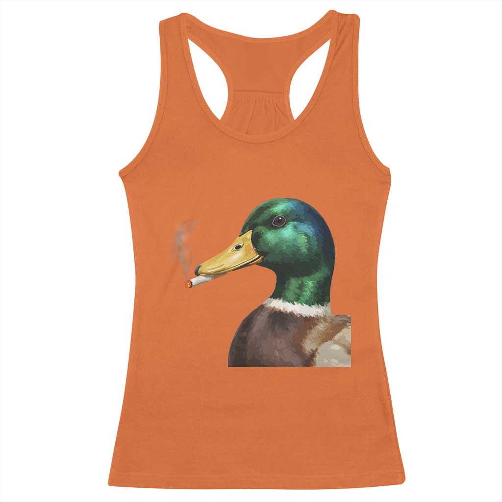 Smoking Mallard Meme Graphic Racerback Tank Top Chaotic Funny Wild Duck Attitude Viral Internet Humor
