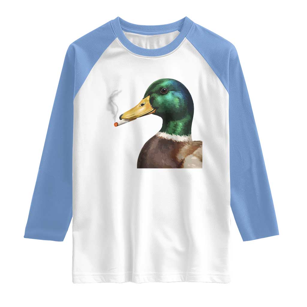 Smoking Mallard Meme Graphic Raglan Shirt Chaotic Funny Wild Duck Attitude Viral Internet Humor