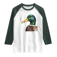 Smoking Mallard Meme Graphic Raglan Shirt Chaotic Funny Wild Duck Attitude Viral Internet Humor
