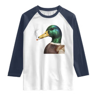 Smoking Mallard Meme Graphic Raglan Shirt Chaotic Funny Wild Duck Attitude Viral Internet Humor
