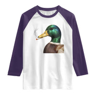 Smoking Mallard Meme Graphic Raglan Shirt Chaotic Funny Wild Duck Attitude Viral Internet Humor
