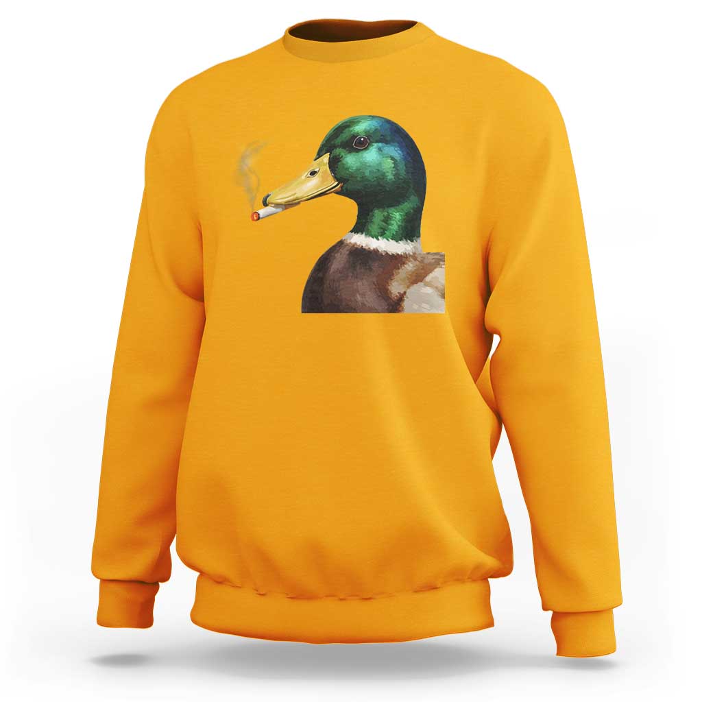 Smoking Mallard Meme Graphic Sweatshirt Chaotic Funny Wild Duck Attitude Viral Internet Humor