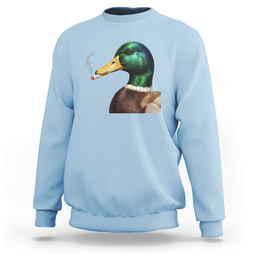 Smoking Mallard Meme Graphic Sweatshirt Chaotic Funny Wild Duck Attitude Viral Internet Humor
