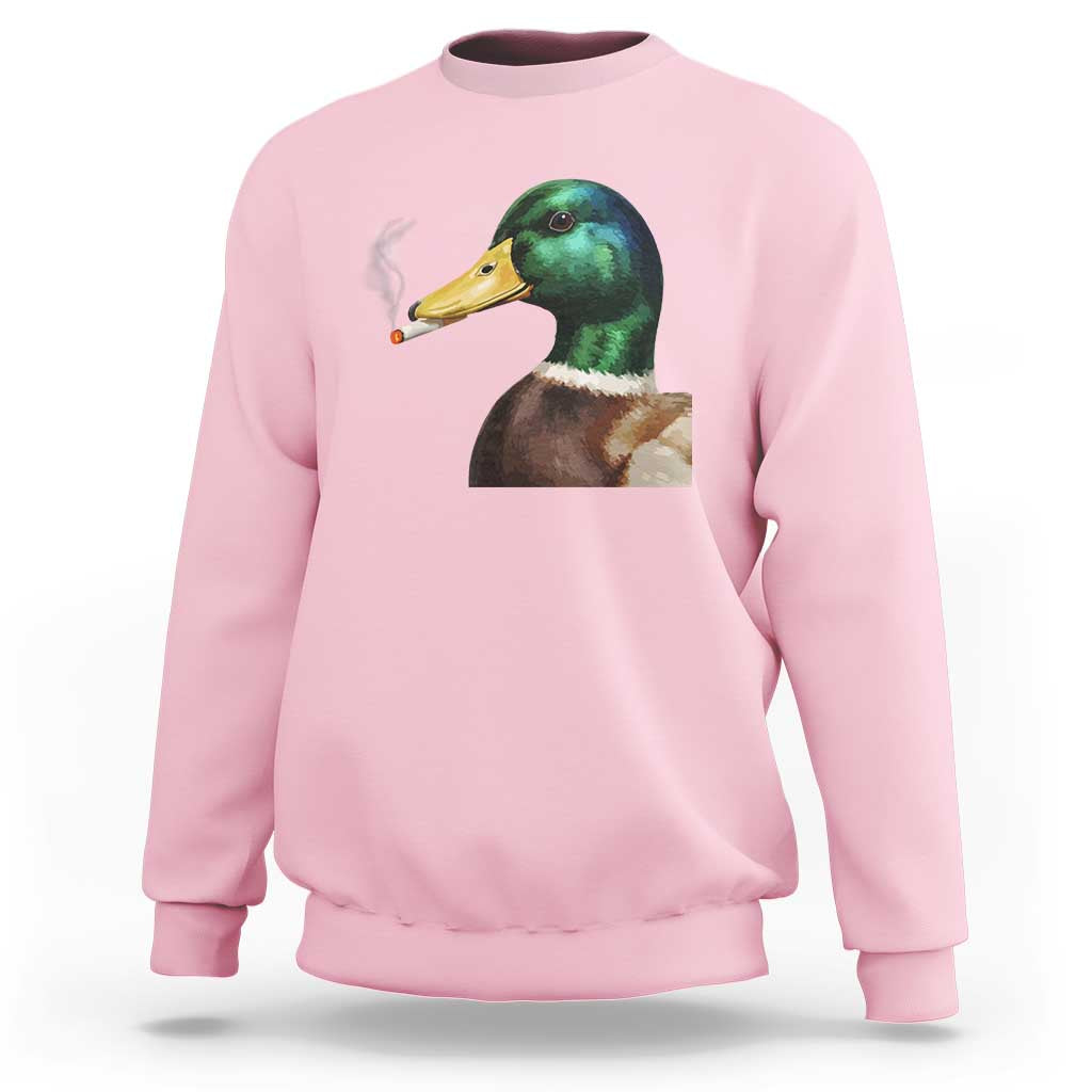 Smoking Mallard Meme Graphic Sweatshirt Chaotic Funny Wild Duck Attitude Viral Internet Humor