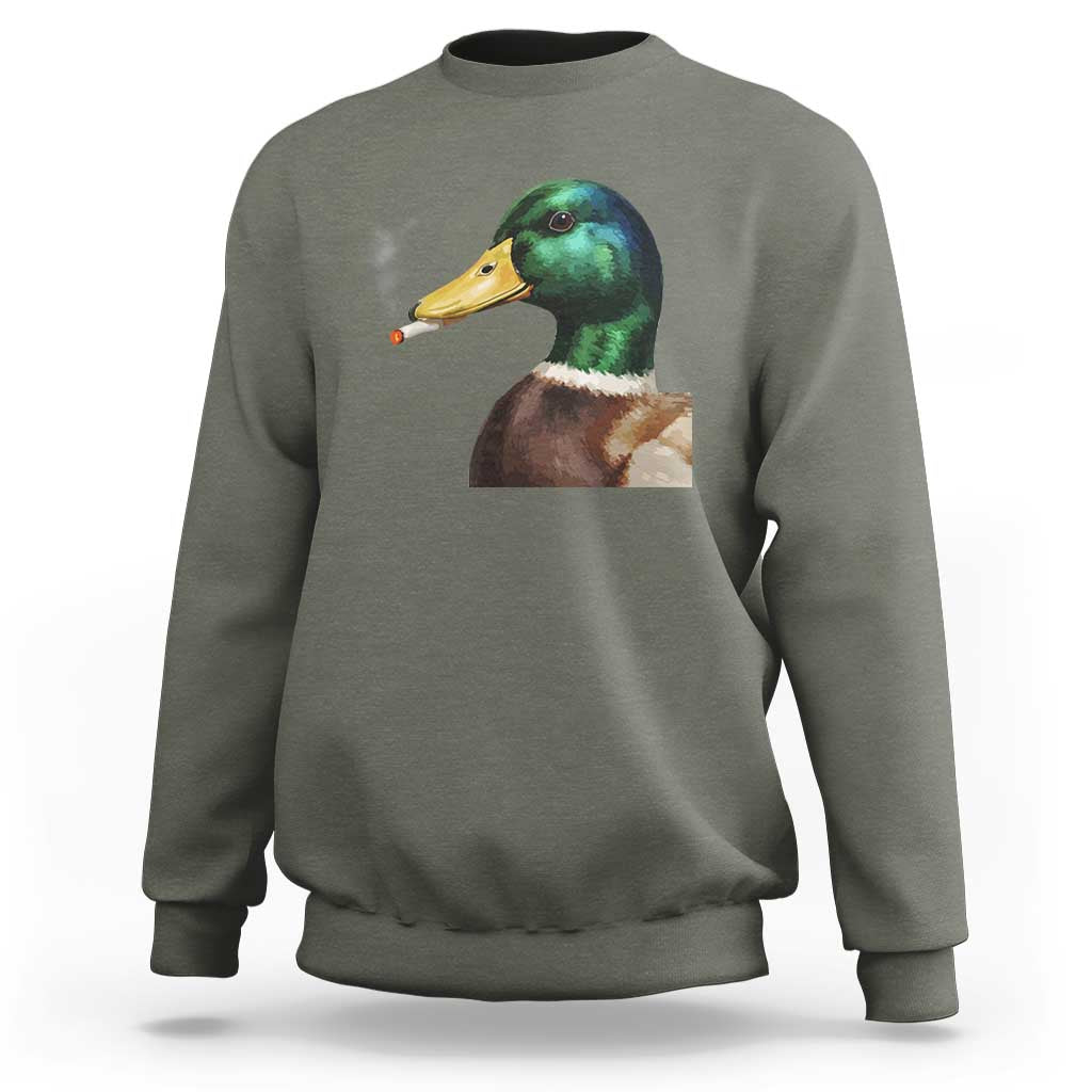 Smoking Mallard Meme Graphic Sweatshirt Chaotic Funny Wild Duck Attitude Viral Internet Humor