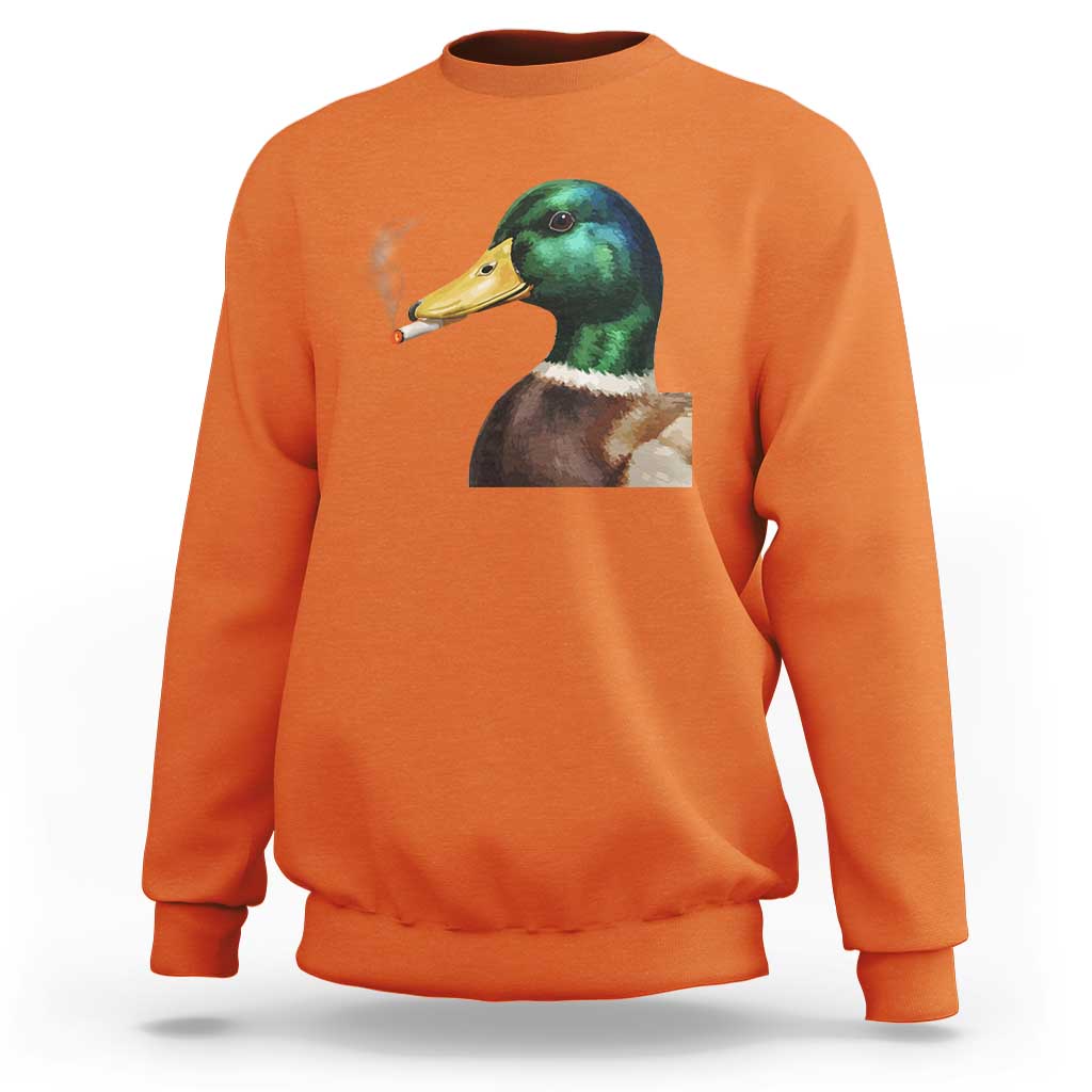Smoking Mallard Meme Graphic Sweatshirt Chaotic Funny Wild Duck Attitude Viral Internet Humor