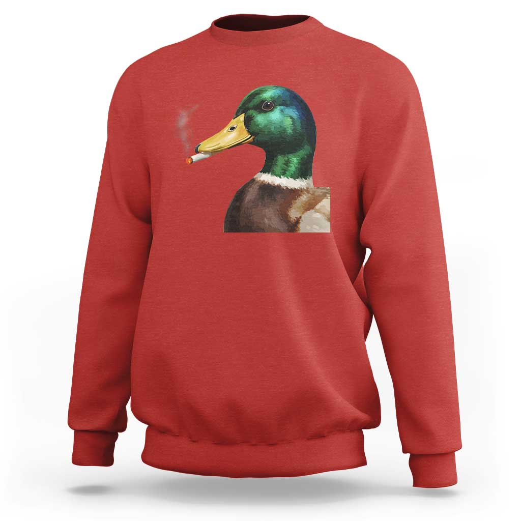 Smoking Mallard Meme Graphic Sweatshirt Chaotic Funny Wild Duck Attitude Viral Internet Humor