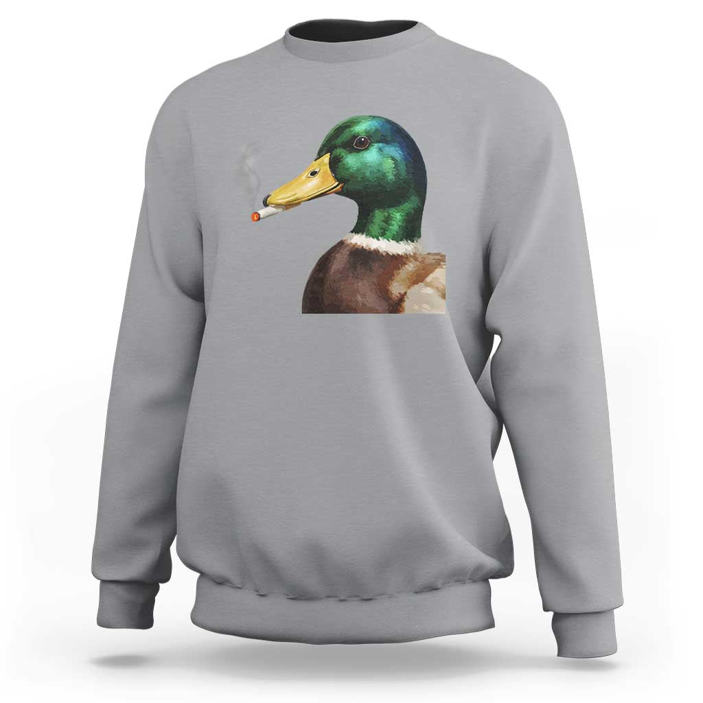 Smoking Mallard Meme Graphic Sweatshirt Chaotic Funny Wild Duck Attitude Viral Internet Humor