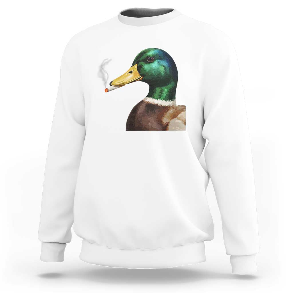 Smoking Mallard Meme Graphic Sweatshirt Chaotic Funny Wild Duck Attitude Viral Internet Humor