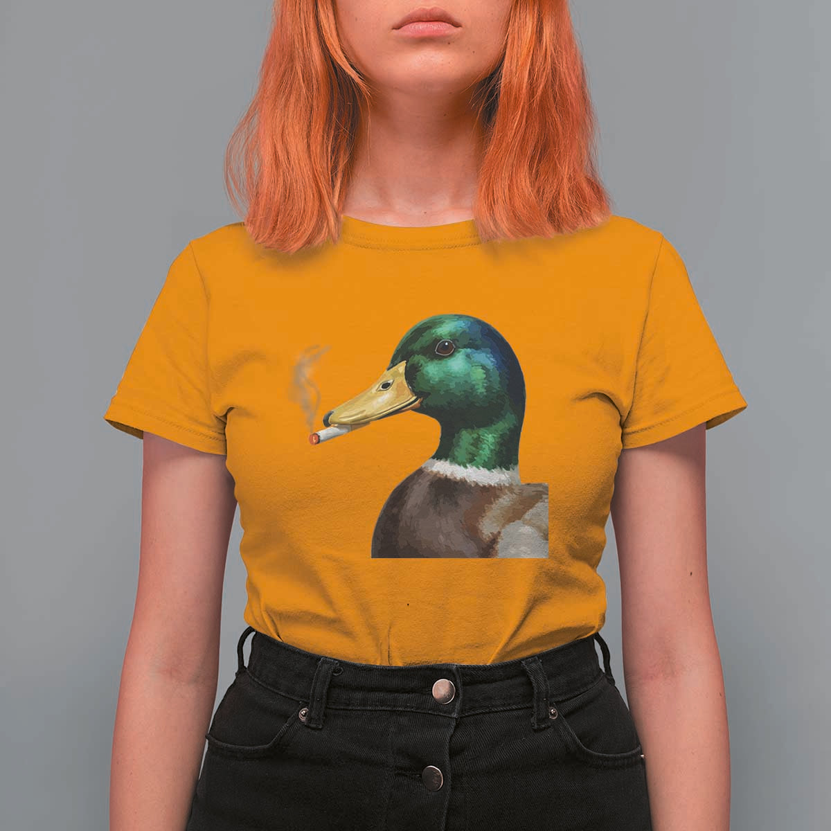 Smoking Mallard Meme Graphic T Shirt For Women Chaotic Funny Wild Duck Attitude Viral Internet Humor