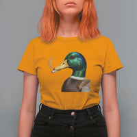 Smoking Mallard Meme Graphic T Shirt For Women Chaotic Funny Wild Duck Attitude Viral Internet Humor