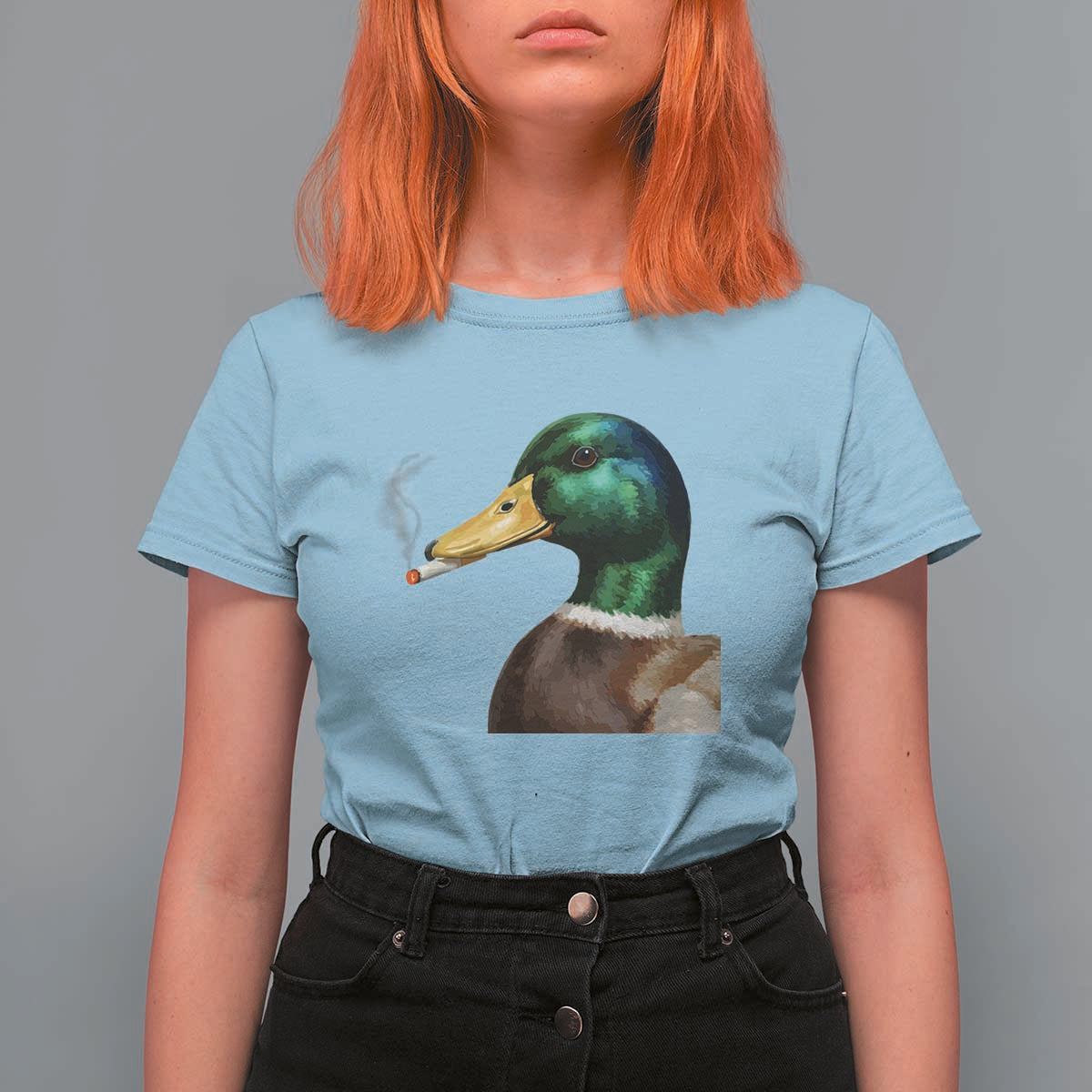 Smoking Mallard Meme Graphic T Shirt For Women Chaotic Funny Wild Duck Attitude Viral Internet Humor
