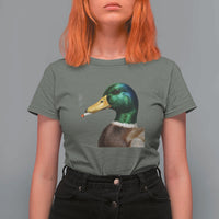 Smoking Mallard Meme Graphic T Shirt For Women Chaotic Funny Wild Duck Attitude Viral Internet Humor