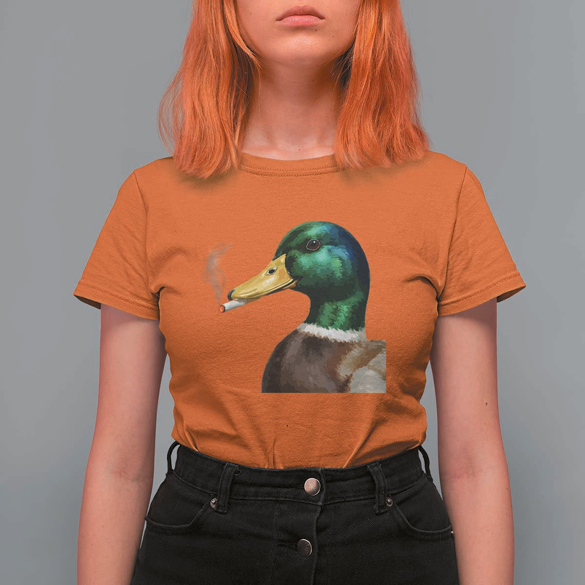 Smoking Mallard Meme Graphic T Shirt For Women Chaotic Funny Wild Duck Attitude Viral Internet Humor