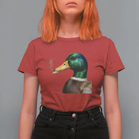 Smoking Mallard Meme Graphic T Shirt For Women Chaotic Funny Wild Duck Attitude Viral Internet Humor
