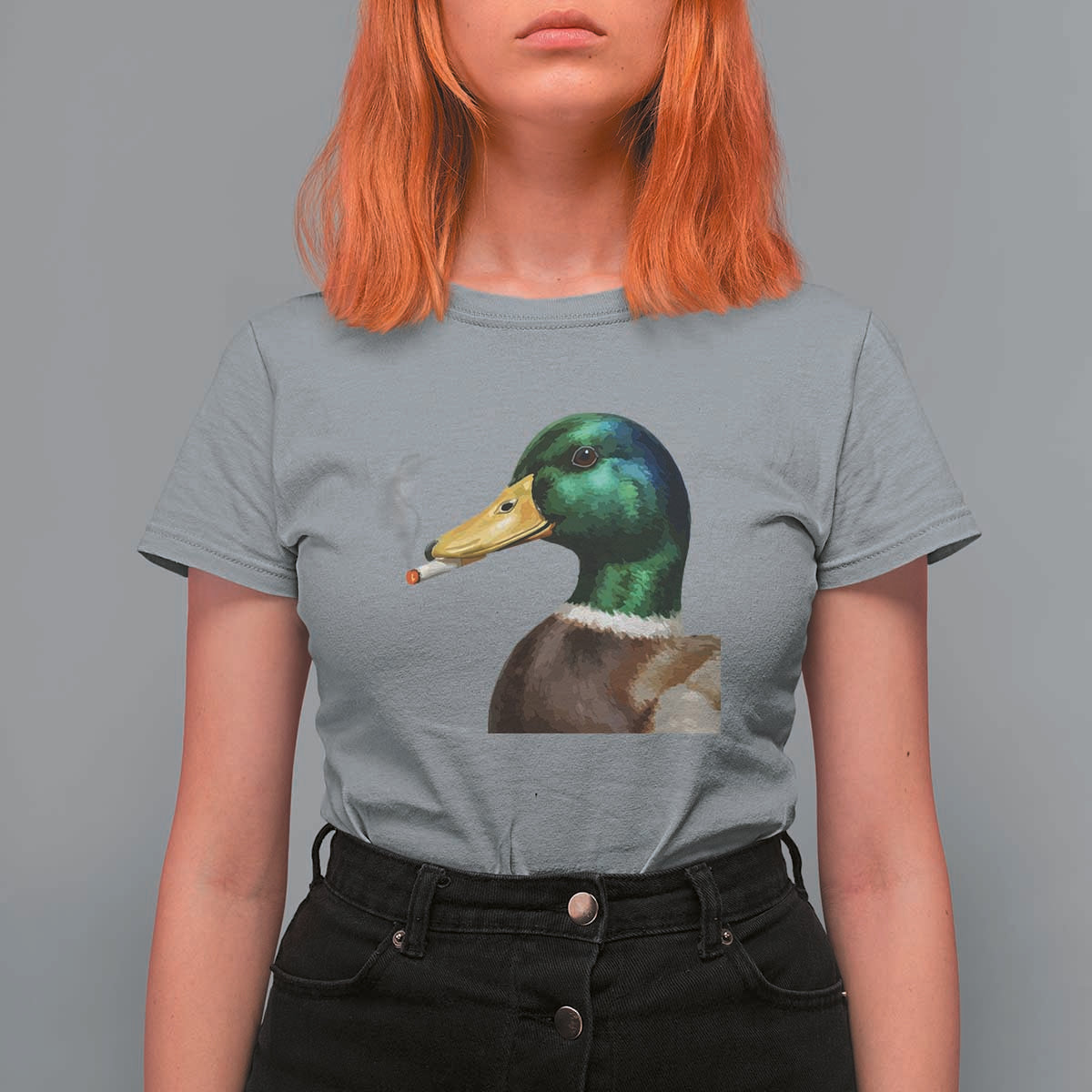 Smoking Mallard Meme Graphic T Shirt For Women Chaotic Funny Wild Duck Attitude Viral Internet Humor