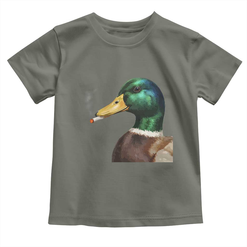 Smoking Mallard Meme Graphic Toddler T Shirt Chaotic Funny Wild Duck Attitude Viral Internet Humor
