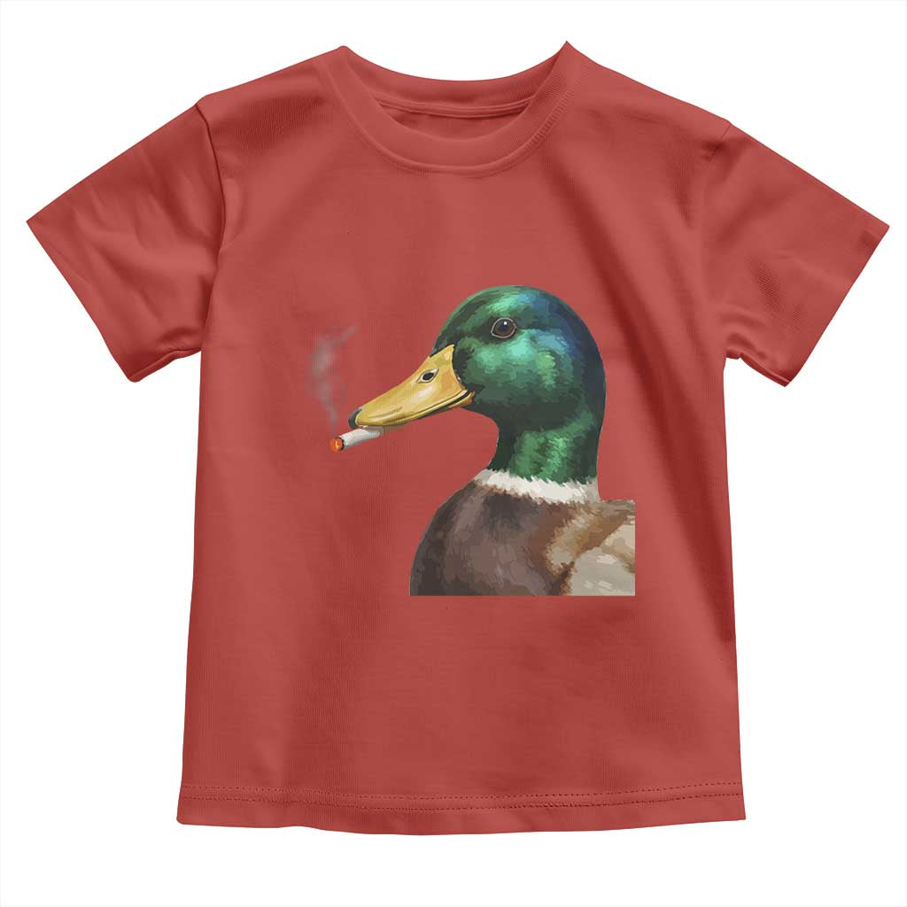 Smoking Mallard Meme Graphic Toddler T Shirt Chaotic Funny Wild Duck Attitude Viral Internet Humor