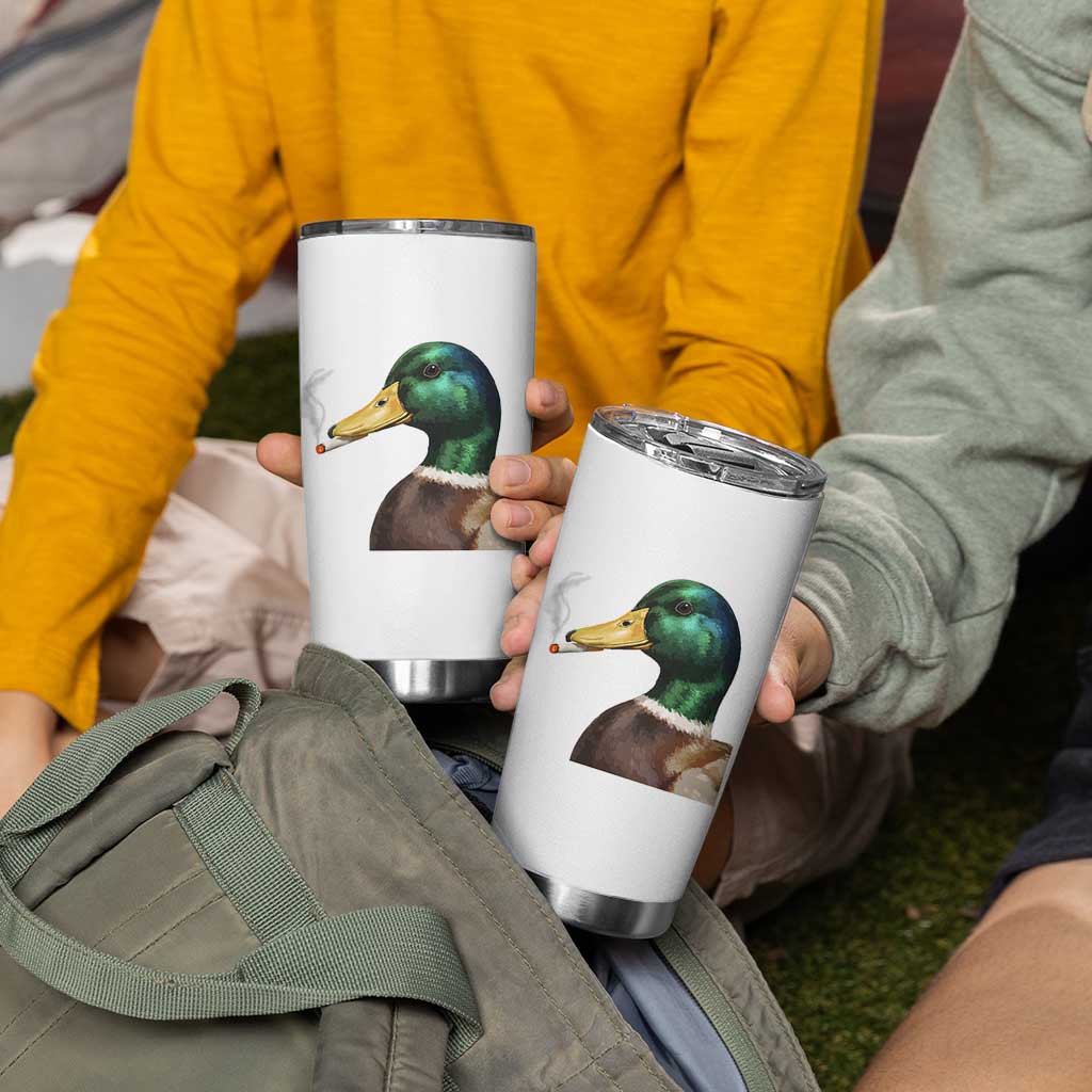 Smoking Mallard Meme Graphic Tumbler Cup Chaotic Funny Wild Duck Attitude Viral Internet Humor