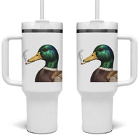 Smoking Mallard Meme Graphic Tumbler With Handle Chaotic Funny Wild Duck Attitude Viral Internet Humor