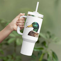 Smoking Mallard Meme Graphic Tumbler With Handle Chaotic Funny Wild Duck Attitude Viral Internet Humor