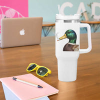 Smoking Mallard Meme Graphic Tumbler With Handle Chaotic Funny Wild Duck Attitude Viral Internet Humor