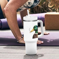 Smoking Mallard Meme Graphic Tumbler With Handle Chaotic Funny Wild Duck Attitude Viral Internet Humor