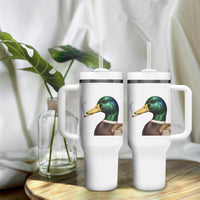 Smoking Mallard Meme Graphic Tumbler With Handle Chaotic Funny Wild Duck Attitude Viral Internet Humor