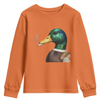 Smoking Mallard Meme Graphic Youth Sweatshirt Chaotic Funny Wild Duck Attitude Viral Internet Humor