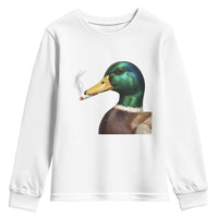 Smoking Mallard Meme Graphic Youth Sweatshirt Chaotic Funny Wild Duck Attitude Viral Internet Humor