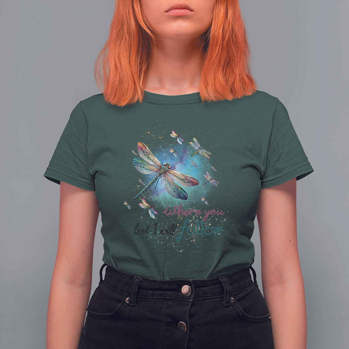 Where You Lead I Will Follow Nostalgic Spiritual Dragonfly T-Shirt for Women, Dragonfly Gift for Insect Lover, Spiritual Shirt T Shirt For Women - Wonder Print Shop